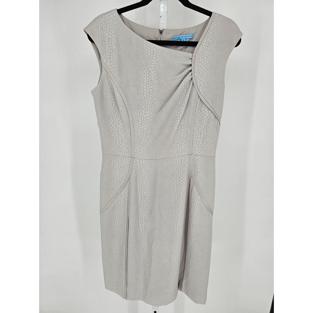 Antonio Melani Womens Sz 8 Midi length Sheath Dress Gray Silver Animal Print